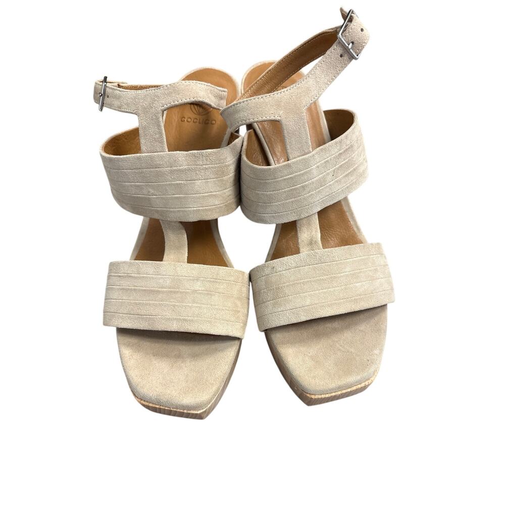 NWOB Coclico Beige Leather Platform High Heel Sandal Sz 9